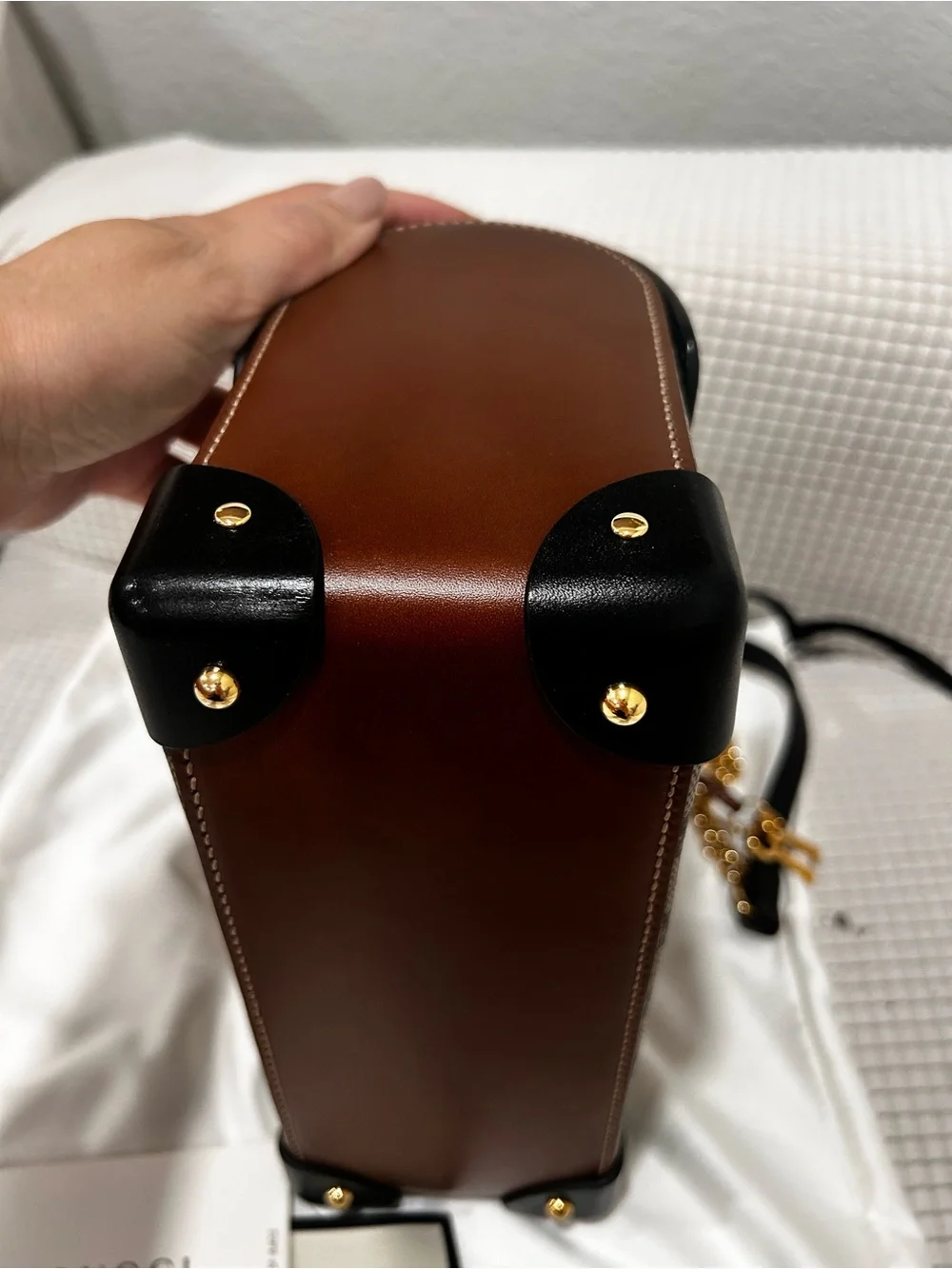 Authentic Gucci GG Monogram Supreme Padlock Small Satchel Bag
